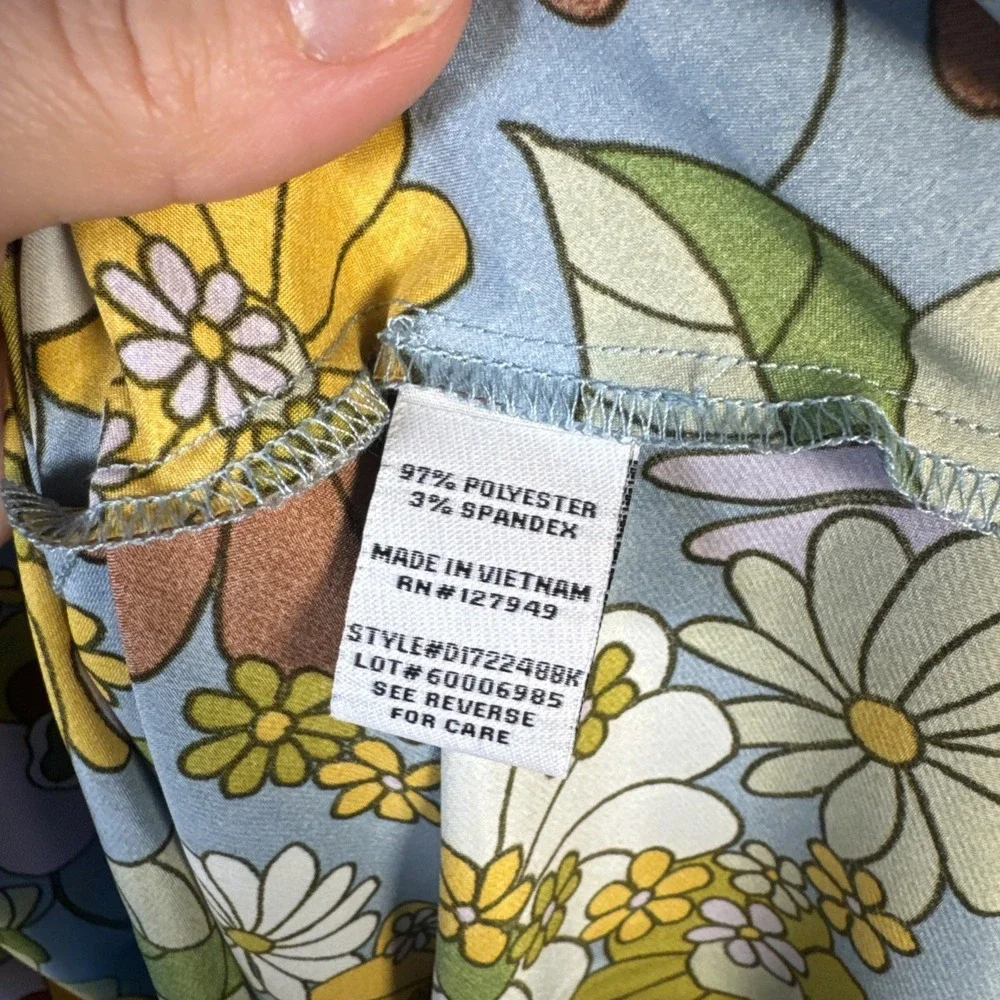 Emma and Michelle Floral Blue Slip Midi Dress Sexy Y2K Phoebe Friends Sz L Retro - Picture 7 of 9